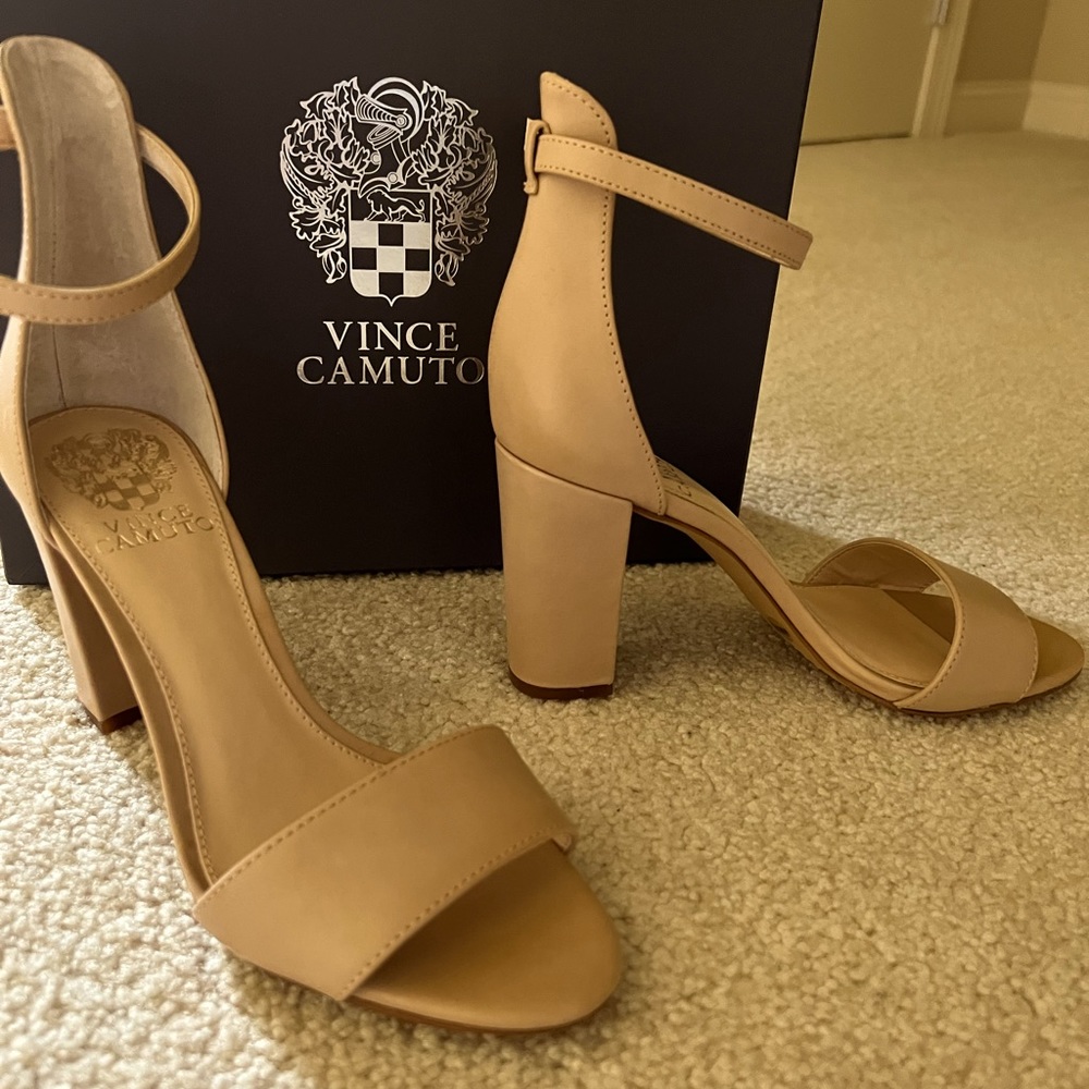 Vince Camuto Nude Ankle Strap
Block Heels